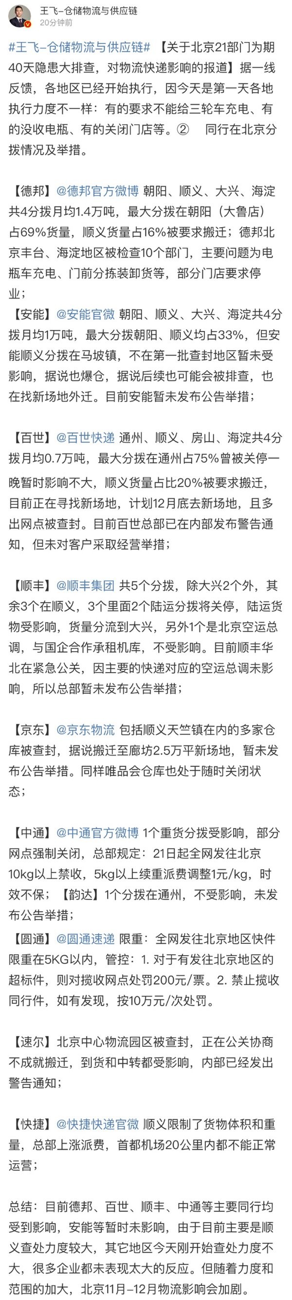 北京多家快递网点停止运营:快递时效性将受影响 grey.gif